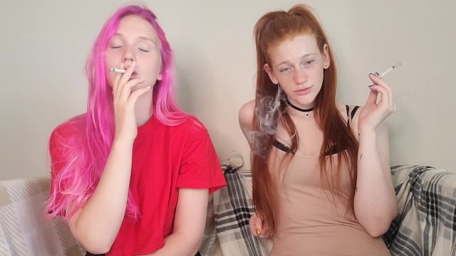 pink head and redhead sexy smoking