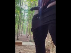 Stroking Black Dick in the woods