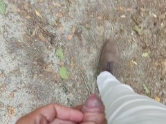 Pissing while walking in a forest