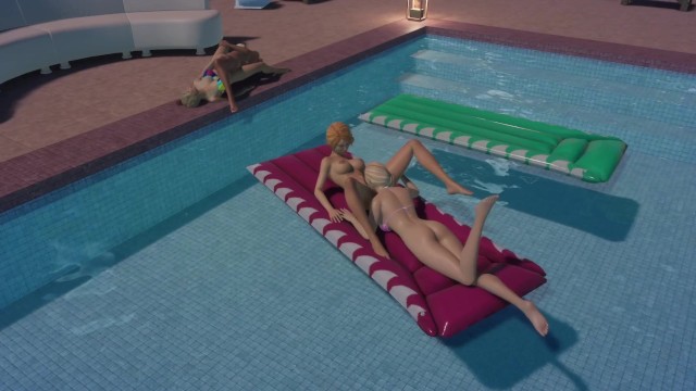 Lesbian Couple Pool Sex 1 Josey, Lucy 