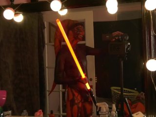 Star Wars Parody - Behind The Scenes Darth Talon Twilek Cosplay Body Painting Time-Lapse