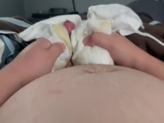 Rubbing a diaper on my dick until I cum 