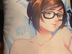 Lonely guy uses sex toy on a mei body pillow