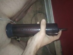 Pumping my dick in a 13 inch tube!!