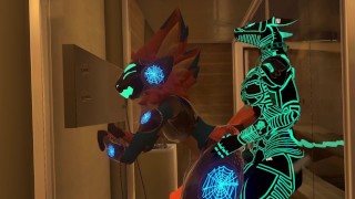 Furry Synth Fucks A Protogen Furry In The Shower