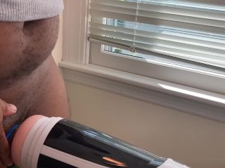 Automasturbator Milks Out Big Load From Black Dick In Cock Ring And Jock