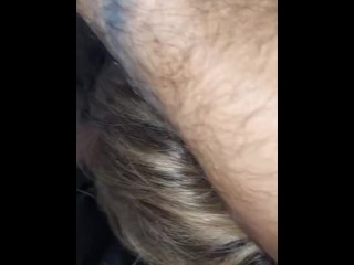 Daddy making slut wife suck semi soft cock after_he already cam in_her ass and pussy!!!