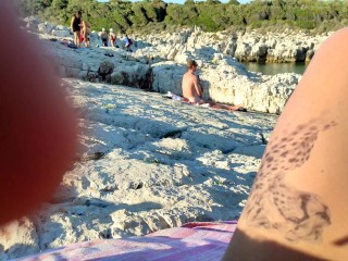 Milf_loves to get touched with people_around on the beach