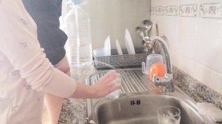 Piss This Lady Washes The Dishes With My Pissing Cock