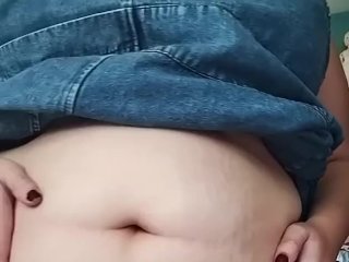 Chubby Girl Plays With Her Jiggly Belly And Fingers Her Belly Button!