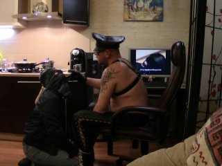 Bdsm Session With 19 Year Old Slave-Skinhead - Cigarette, Face Slapping And Licking Leather Boots
