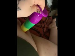 BBW fucking herself with a 8” Rainbow Dildo 🌈 *NO SOUND*