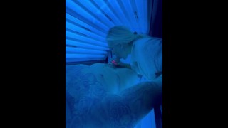 Employee Of A Slutty Tanning Salon Sneaks In And Gives Me An Amazing Blowjob