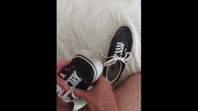 Fucking And Cumming On Gf S Black Vans Authentic Sneakers