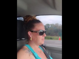 Cute Babe Smoking_Wearing Sunglasses and Mini_Dress Driving Truck