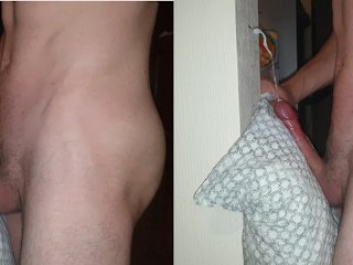 Humping My Pillow Against Wall, Shaking, Gently Moaning And Finally Spreading Big Load Of Cum