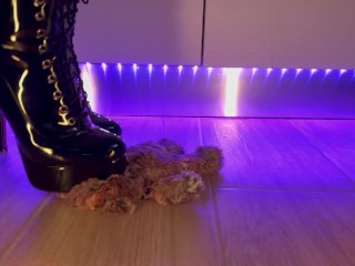 Teddy Bear_Domination - Black High Heels Boots Crush and Trample