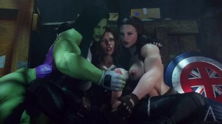 Anime She-Hulk Performs A Handjob On Black Widow Until The End Of The Film