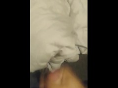 rough wank ends with hard cock stuffed in blanket