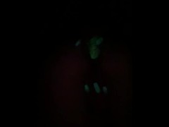 Glow in the dark butt plug and nails. Watch it disappear 