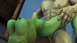 Big Cock She-Hulk Gets A Massive Juggernaut Cock In All Of Her Holes -