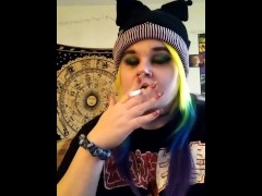 Scene girl clogging her lungs with tar