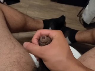 Hairy Uncircumcised Cock Rubbed Out Before Bed