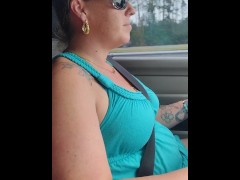 Guy Jerking Cock While Milf Drives Truck Trailer 