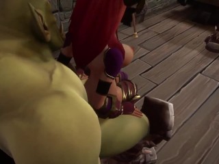 Orcs with big Cocks and_Elven Chicks Orgy_Warcraft Parody