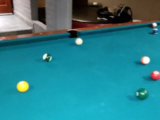 I take my student to play pool and I fuck her on top_of the_table for a horny slut