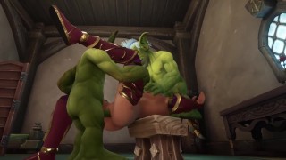 Redhead Warcraft Parody An Elf Has A Threesome With Two Goblins