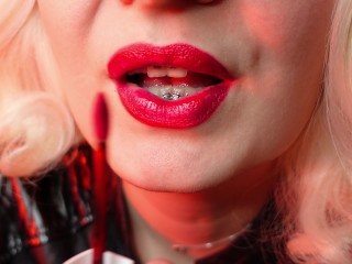 ASMR lipstick video - closeup process