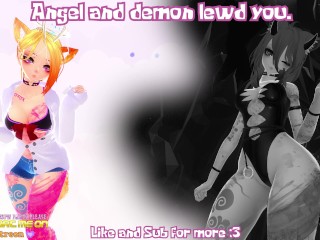 ASMR RolePlay "Lewd Angel and Demon seduce you" F4M 18+ Moans_Kissing Earlicks.
