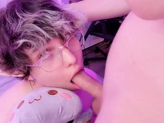 Femboy Slut Gives Sloppy Blowjob To Straight Friend