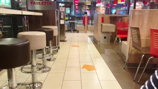 Naughty Bitch Performs A High-Risk Public Handstand In A Fast-Food Restaurant