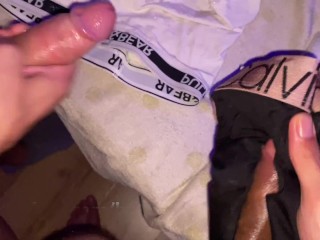 College boys steals and blows thick loads on underwear