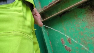 Pee At Work A Construction Worker Takes A Risky Piss