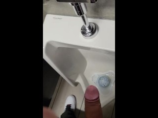 real risky johnholmesjunior shooting cum load in busy vancouver public mensbathroom