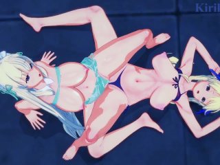 Katsuragi And Yomi Engage In Intense Lesbian Play In The Pool. - Senran Kagura Hentai