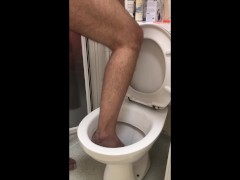 Foot in toilet and flush my foot (feet in toilet)