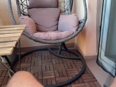 Jerking off on the balcony with huge cumshot