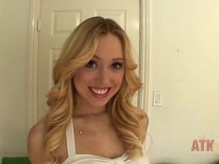 Video beautiful blonde babe lucy tyler strips down and uses her vibrator on her clit to orgasm