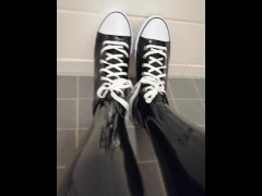 Latex sounds with stockings and sneakers