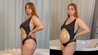 Mom Curvy Girl In Black Bikini Gets A Water Enema To Stuff Her Belly And Inflate Her