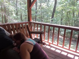 Outdoor Porch Swinging Blow Job_and Pussy Licking with Ginger MILF Wife With Long Braided_Hair