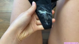 Showing off my dirty, worn panties. Lick me out and my panties!