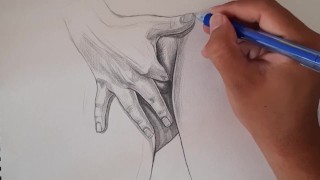 Blowjob Thumbnail Sketch - Masturbation on the Bed Finger Drawing _ Female Figure Drawing - Pornhub.com