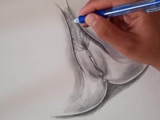 Watch Her Big Natural Cute Girl Picks Up Hidden Finger Drawing