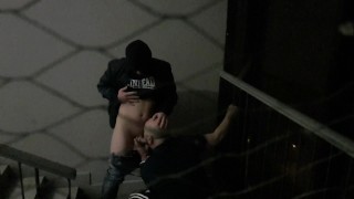 Big Cock EXTREME PUBLIC SEX SKINHEAD FUCKED ME BAREBACK IN THE ENTRANCE WITH A FAT DICK
