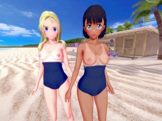 [Pov] Threesome With Ushio And Mio Kofune - 4K Summer Time Rendering Porn